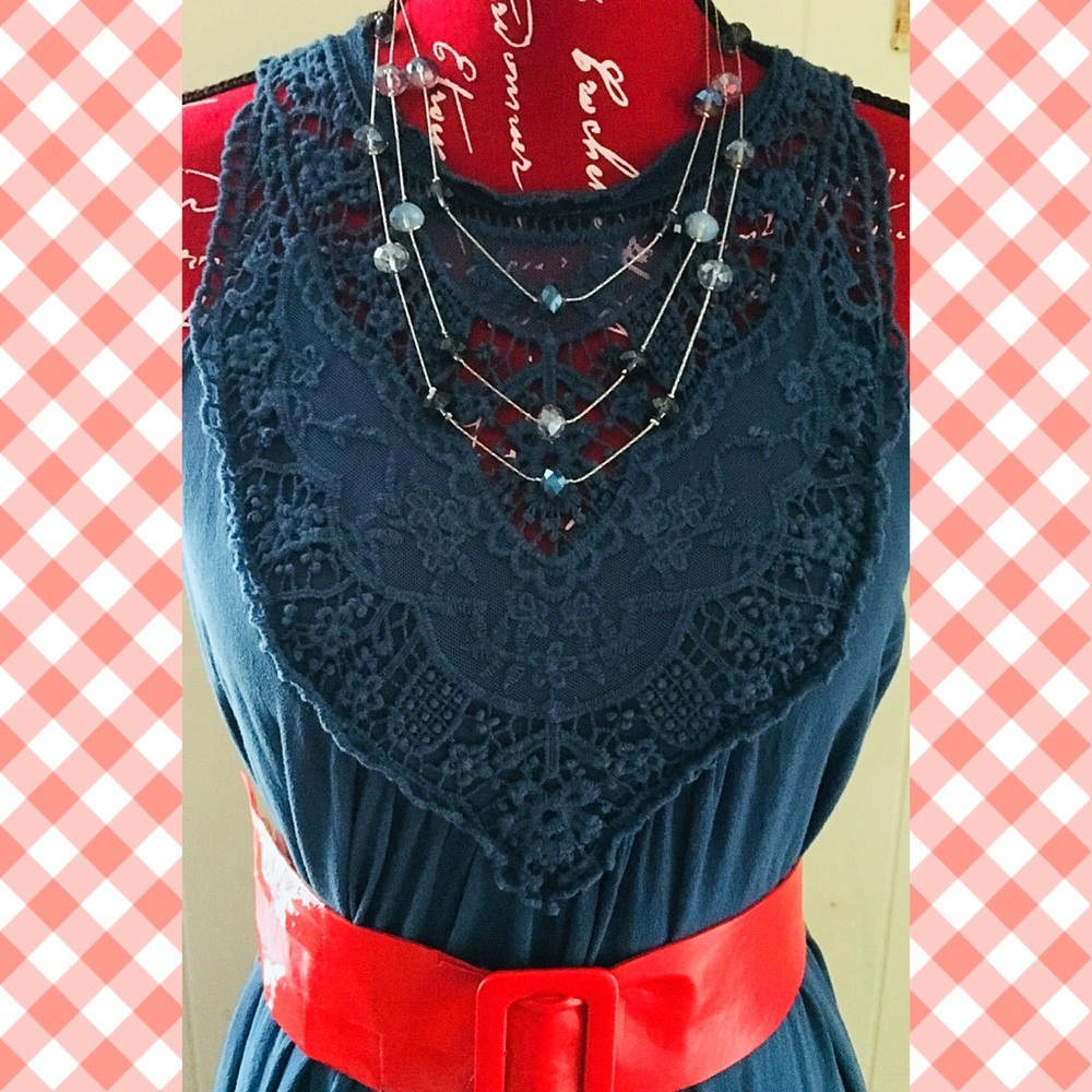 {Xhilaration} Dark Teal Triangle Shift Dress - Picture 4 of 6